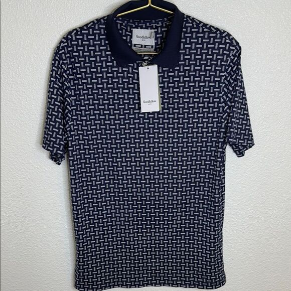 NWT- Goodfellow & Co Men's Navy Patterned Shirt- Size Medium - Picture 1 of 7